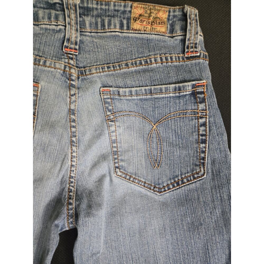 PARIS BLUES Women's Light Wash Denim Jeans Straight Leg Rise Cropped SZ 7, 28x21 - Picture 10 of 16